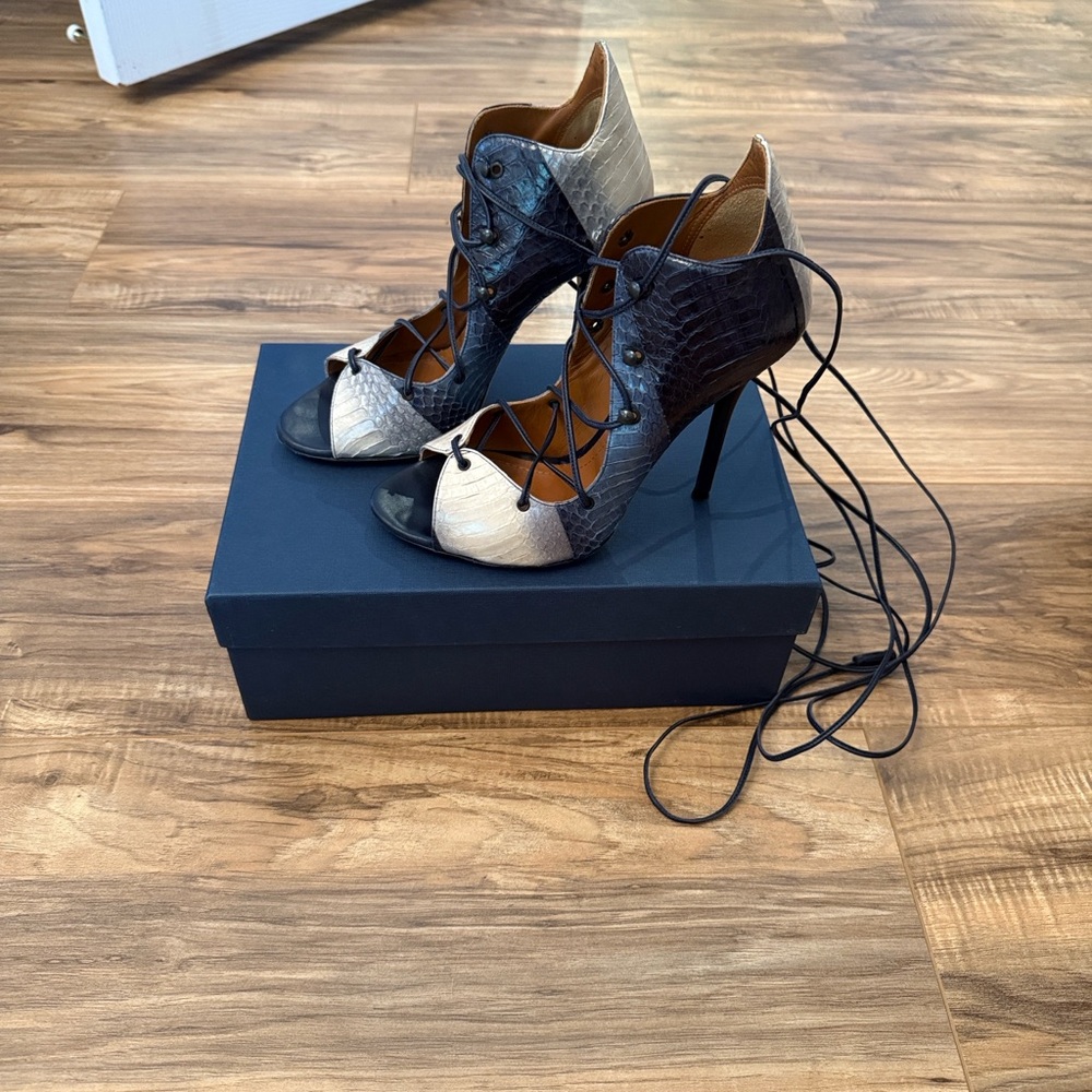 Malone Soulier Savannah Leather Lace Up Sandal Heels